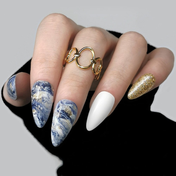 Press on nails - Marbré Bleu - Roses on the nails®